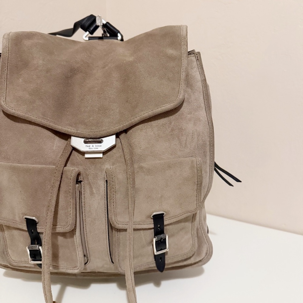 rag & bone Suede Taupe Backpack - Picture 2 of 16